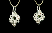 SIBILA, EARRINGS, MOLDAVITE, GARNET, SILVER - MOLDAVITES, CZECH