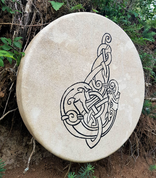 CELTIC WOLF, SHAMANIC FRAME DRUM - DRUMS, FLUTES