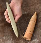 KNIFE SHARPENING STONE, SANDSTONE WITH A CASE - KNIVES