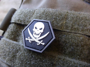NO FEAR PIRATE HEXAGON, 3D VELCRO PATCH - MILITARY PATCHES