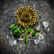 SUNFLOWER, COSTUME BROOCH WITH VITRAIL - COSTUME JEWELLERY