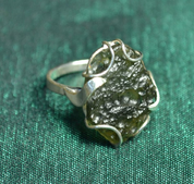 SILVER RING, RAW MOLDAVITE, AG 925 - MOLDAVITES, CZECH