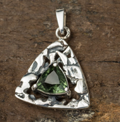 TRITON, PENDANT, FACETED MOLDAVITE JEWELRY, SILVER - MOLDAVITES, CZECH