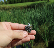 LION WITH CROWN, MOLDAVITE PENDANT, SILVER - GLYPTICA - MOLDAVITES, CZECH