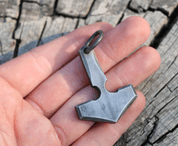 THOR'S HAMMER, FORGED DAMASCUS STEEL, PENDANT - VIKING PENDANTS