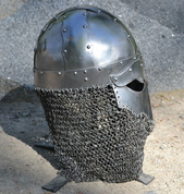 STEINAR, VIKING HELMET WITH CHAINMAIL, RIVETED CHAINS 2MM - CASQUES VIKINGS ET À NASALE