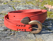 VIGO, MEDIEVAL LEATHER BELT, RED - BELTS