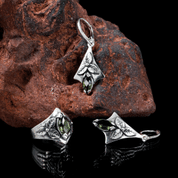 SHAMROCK, EARRINGS, MOLDAVITE, SILVER - EARRINGS