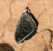 LARA SILVER PENDANT, MOLDAVITE - MOLDAVITES, CZECH