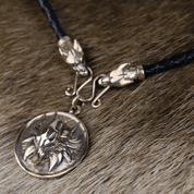 SLAVIC WOLF NECKLACE, BRONZE, LEATHER - BRONZE HISTORICAL JEWELS