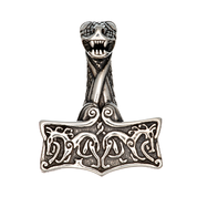 THOR'S HAMMER, OSEBERG STYLE, PENDANT, SILVER 925 - FILIGREE AND GRANULATED REPLICA JEWELS