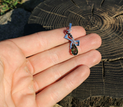 PERSEA, SILVER PENDANT, MOLDAVITE, GARNET - MOLDAVITES, CZECH