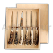 STEAK KNIVES SET OF 6 PIECES, ANTLER - KITCHEN KNIVES