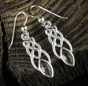 ASTEROPE, EARRINGS, FACETED MOLDAVITE, SILVER - MOLDAVITES, CZECH