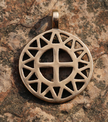 SUN AND CROSS, BRONZE PENDANT - ANHÄNGER, HALSKETTEN