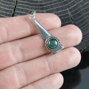 TRIANGLE - MALACHITE, PENDANT, SILVER - PENDANTS WITH GEMSTONES, SILVER