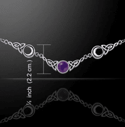 MOON PHASES, SILVER NECKLACE WITH AMETHYST AG 925 - HALSKETTEN