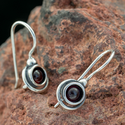 KAYLA, EARRINGS, GARNET, SILVER - EARRINGS WITH GEMSTONES, SILVER