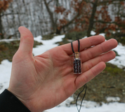 GARNET, GLASS BOTTLE, LEATHER CORD - FANTASY JEWELS