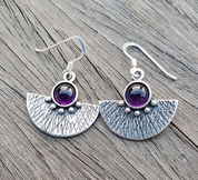 AZTEC, SILVER EARRINGS, AMETHYST - EARRINGS