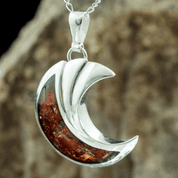 LUNA, PENDENTIF, AMBRE, ARGENT - AMBRE ET ARGENT