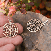 VEGVISIR, ISLÄNDISCHE RUNE OHRRINGE AUS BRONZE - OHRRINGE - BRONZE