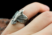 CORVUS, RAVEN, SILVER RING - RINGS - HISTORICAL JEWELRY