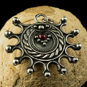 DEVANA, SLAVIC SOLAR PENDANT, SILVER - GARNET - PENDANTS