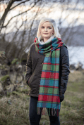 TOMATO HERITAGE BLOCK WINDOWPANE SCARF, IRELAND - WOOLEN BLANKETS AND SCARVES, IRELAND