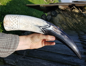 HUGINN, ENGRAVED DRINKING HORN, DELUXE EDITION - DRINKING HORNS