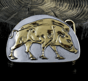 PICTISH BOAR, BELT BUCKLE - GOLDEN COLOUR - CUSTOM MADE BELTS