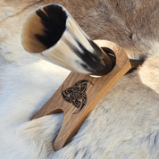 DRINKING HORN STAND WOODEN, OAK - DRINKING HORNS