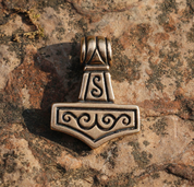 THOR'S HAMMER II, SMALL, BRONZE PENDANT - PENDENTIFS, COLLIERS