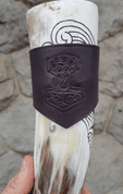 HORN HOLDER - THOR'S HAMMER, LEATHER - DRINKING HORNS