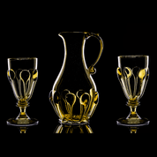 PERCHTA, BOHEMIAN MEDIEVAL GOBLETS, GREEN FOREST GLASS, SET OF 2 - REPLIKEN HISTORISCHER GLAS