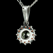 LOCKIE, SILVER PENDANT, MOLDAVITE, GARNET - MOLDAVITES, CZECH