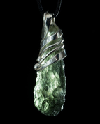 LOCENIA- MOLDAVITE, STERLING SILVER PENDANT - MOLDAVITES, CZECH