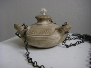 HANGING OIL LAMP - CERAMIC, 3 WICK - OIL LAMPS, CANDLE HOLDERS