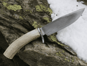 WYATT, BOWIE KNIFE WITH ANTLER, HAMON HARDENING - KNIVES