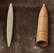 KNIFE SHARPENING STONE, SANDSTONE WITH A CASE - KNIVES