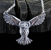 FLYING OWL, SILVER STERLING PENDANT - MYSTICA SILVER COLLECTION - PENDANTS