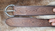 DECORATED LEATHER BELT, BROWN - CEINTURES EN CUIR