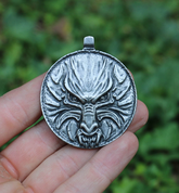 LOUP, GRAND TALISMAN - MÉDAILLON DE LOUP, AMULETTE - INSPIRATION NORDIQUE ET VIKING