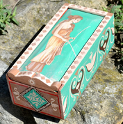 ROMANA PUELLA, ANCIENT ROME WOODEN BOX, REPLICA - WOODEN STATUES, PLAQUES, BOXES