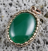 AGATE - GREEN, LARGE, BRONZE, PENDANT - BRONZE HISTORICAL JEWELS