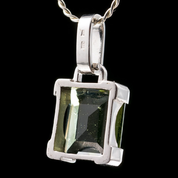 QUADRA, MOLDAVITE ANHÄNGER, SILBER - MOLDAVITE