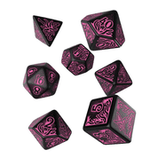 CALL OF CTHULHU 7TH EDITION DICE SET BLACK & MAGENTA (7) - FIGURES, LAMPS, CUPS