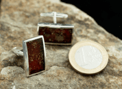 BOUTONS DE MANCHETTE, ARGENT ET AMBRE - AMBRE ET ARGENT