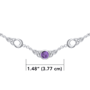 MOON PHASES, SILVER NECKLACE WITH AMETHYST AG 925 - COLLIERS