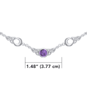 MOON PHASES, SILVER NECKLACE WITH AMETHYST AG 925 - HALSKETTEN